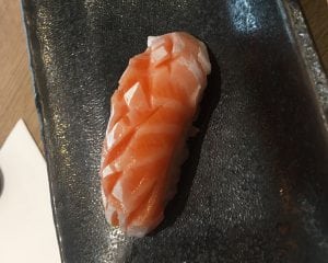 Salmon nigiri at Kiku Zakura in the Midvalley Megamall